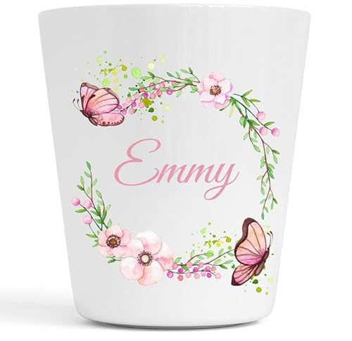 Générique Gobelet en Plastique pour Enfants | Gobelet Personnalisé avec Nom |Verre Plastique Incassable Personnalisé manette de jeux vidéo (Papillon Emmy)