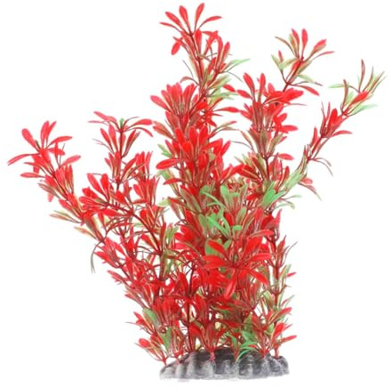 Enwye Large Aquarium Plants Artificial Plastic Fish Tank Plants Decoration Ornament Safe for All Fish Red