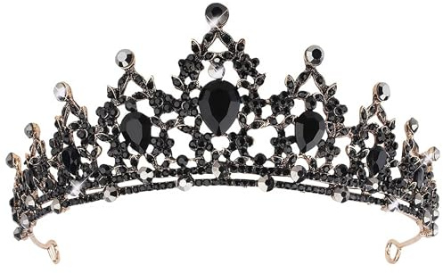 Qnvyw Elegante Schwarze Krone für Erwachsene, 19 * 12 cm, Ideal für Hochzeiten und Bälle, Schwarzes Krone für besondere Anlässe