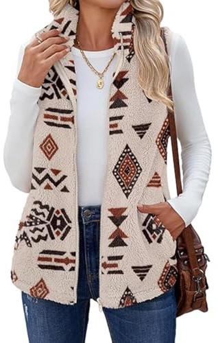 ABINGOO Gilet in Pile Teddy da Donna Giacche Calde Autunno Inverno Gilet Leggero Senza Maniche Cerniera Cappotto Sherpa con Tasche