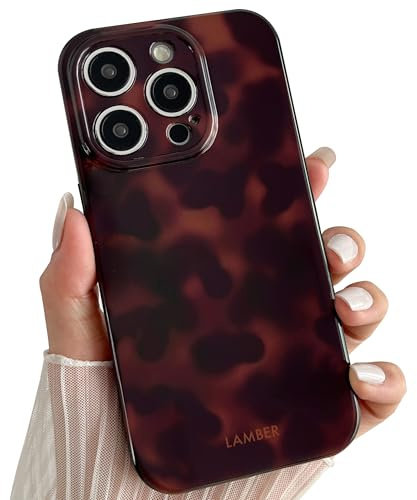 TQLGY for iPhone 15 Pro Case, Cute Tortoise Shell Leopard Brown Amber Phone Case Soft TPU Slim Shockproof Protective Cover