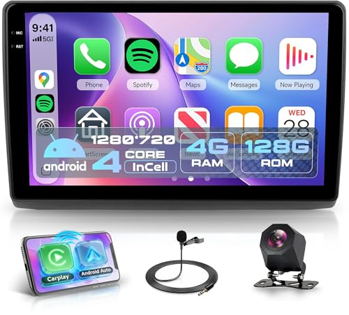 4G+128G Android Autoradio per Renault Trafic 2001-2010/Opel Vivaro 2006-2010/Nissan Primastar 2006-2014 Wireless Carplay Android Auto, 10.1 Pollici Incell Touchscreen GPS WiFi Bluetooth FM/RDS/EQ/SWC