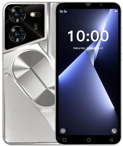 LatsYrs Teléfono económico, Pantalla de 5,0 Pulgadas, 16GB Ampliable hasta 128GB, Doble SIM Desbloqueado, Doble cámara, WiFi/Bluetooth/ID Facial. Teléfono básico (Silvery)