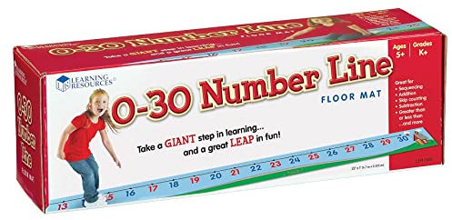 Learning Resources Zahlenreihe 0-30 Bodenmatte, Ab 5 Jahren, Lernspiel Zählen Addieren Subtrahieren, Gerade und ungerade Zahlen farblich, Spielvorschläge und Vinylmatte inklusive