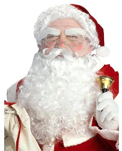 W WIDMANN MILANO Party Fashion - Weihnachtsmann Perücke | Graue Kunsthaar-Perücke mit Bart, Schnurrbart und Augenbrauen für Weihnachten, Karneval und Mottoparty
