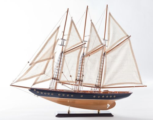 Freier Atlantik Segelschiff Segeljacht Modell Modellschiff Holz Standmodell Maritime Deko (Länge ca. 60 cm)