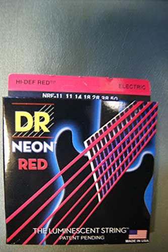 DR HiDef Red Neon Heavy 011, 014, 018, 028, 038, 050 Saitensatz für E-Gitarre/fluoreszierend (leuchten im Dunkeln)