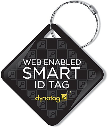 Dynotag Web Enabled Smart ID Tag Delue Steel Tag + geflochtene Stahlschlaufe, w DynoIQ & Lifetime Recovery Service Diamond, Schwarz, Einheitsgröße