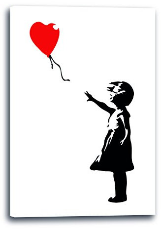 Printed Paintings Leinwand (40x60cm): Banksy Balloon Girl Mädchen mit Luftballon Street Art