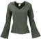 GURU SHOP Elfen Hoody, Langarmshirt, Pixi Shirt, Kapuzenpullover Flower of Life - Olive, Damen, Baumwolle, Size:M
