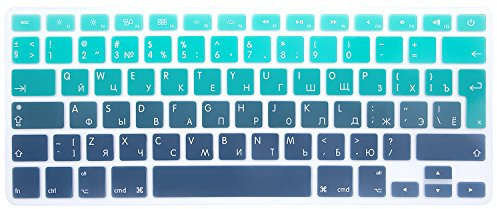 MMDW EU/UK Russian Language Keyboard Cover for Macbook Pro 13 Inch,15 Inch(with or without Retina Display,2015 or Older Version) for Macbook Old Air 13 Inch European/ISO Keyboard Silicone Skin
