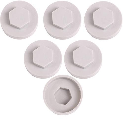 100x Goosewing Grey Hex TEK Roofing Cover Caps for 16mm Washer/Coverage & 8mm Recess