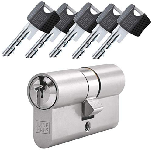WINKHAUS RPE keyTec Doppelzylinder mit Not- und Gefahrenfunktion 30/30 inkl. 5 Schlüssel - Sicherheits-Türzylinder - Sicherungskarte - mit Sperrkugel und Rippenabfrage (Gleichschließung)