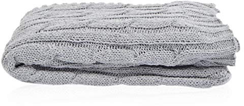 vendome Strick Deluxe Tagesdecke, grobe Strickdecke, Kuscheldecke 200 x 150cm aus weichem Mikrofaser-Flausch, Farbe grau