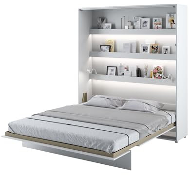 Mirjan24 Schrankbett Bed Concept, Wandklappbett inkl. Lattenrost, V-Bett, Bettschrank, Schrank mit integriertem Klappbett Funktionsbett BC-13 (180 x 200 cm - Vertikal, Weiß)