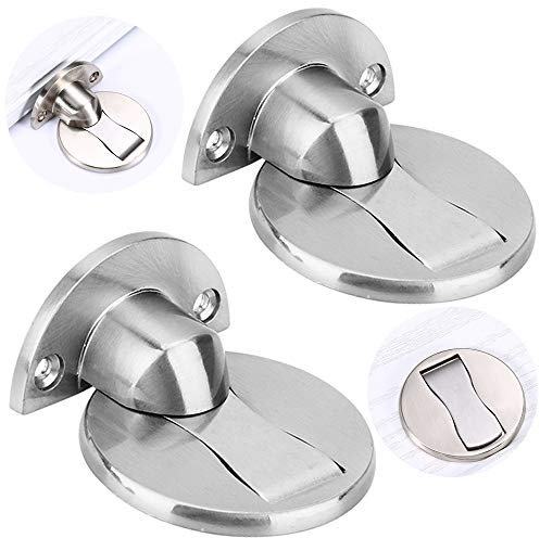 Ziyero 2 Pieces Magnetic Concealed Mounted Concealed Door Stopper Mounted High Performance Door Holder Suitable for Office, Home, Bedroom, Bathroom, Hotel, Restaurant or Other Places (Silver)