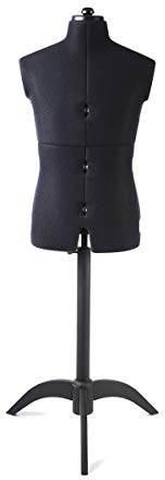 Sewing Online Verstellbare Hose/Schneiderpuppe, Herren-Schneiderpuppe in Schwarz, mit schwarzem Holzständer, Brustumfang 94–114cm. Stecken, messen, anpassen und präsentieren Sie Ihre Kleidung – FG160