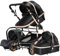 Magic ZC Kinderwagen 3 in 1, Kombikinderwagen 3 in 1 Komplettset mit Umkehrbarem Zwei-Wege-Schub, Buggy mit Zubehör Hohe Landschaft, Faltbarem Tragbarem One-Click-Design (739 Black Gold)