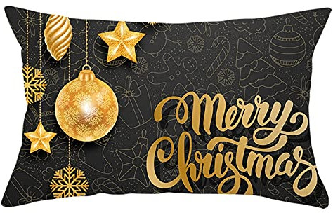 Banemi Cushion Cover Autumn, Weihnachten Deko Schlafzimmer Kissenbezug Bälle Sterne Schneeflocken Polyester Weihnachtsfeier Dekorationen 30X50CM