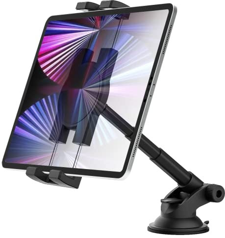 Salpicadero Soporte Tablet Coche, Oilcan Porta Tablet & Teléfono Automóvil Salpicadero con Ventosa Fuerte y Brazo Telescópico, para iPad Pro Air Mini, iPhone, Galaxy, Lenovo, Fire etc (4-12,9)