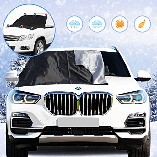 Frontscheibenabdeckung für Auto, SOARFLY Wind Scheibenabdeckung, Magnetische Autoscheibenabdeckung Faltbare, Winter Frostschutz Auto Frontscheibe, für Gegen Schnee Frost und Sonne 210x120cm