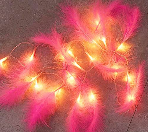 Federn Lichterketten,LED Lichterkette Batterie Lichterkette für Party Garten Weihnachten Halloween Hochzeit Beleuchtung Deko (Rosa,1.65 Meter 10 Lichter)