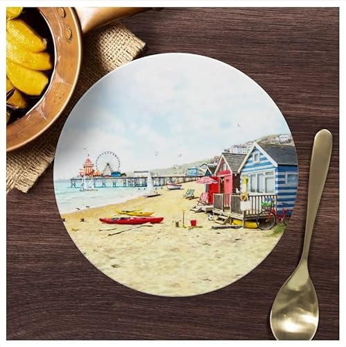The Leonardo Collection LP94788 Sandy Bay Seaside Beach Huts Trivet, Fine China, Boxed