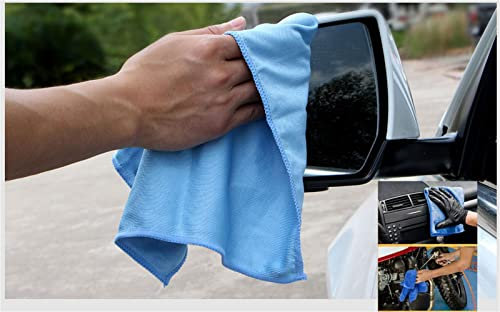Vivo Technologies Microfibre Cleaning Cloth - Large Size 40x40cm, Soft Car Cleaning Cloths, Highly Absorbent Cleaning Towels, Premium Quality Extra Plush Soft Towels, Pack of 10 (BLue)