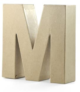 Pracht Creatives Hobby Papp-Buchstabe M | 17,5x5,5 cm | Pappbuchstaben zum Bemalen Basteln Dekorieren Pappmaché