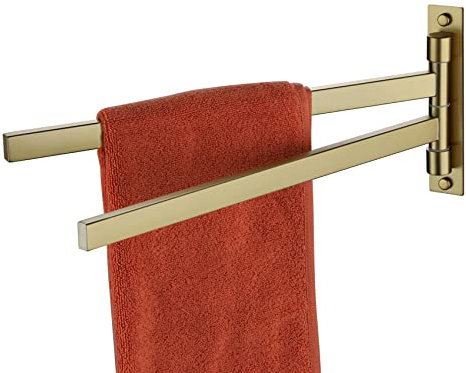 KOKOSIRI Handtuchstange Schwenkbar Handtuchhalter Schwenkbar Badregal für Bad Küche Wandmontage Handtuchhalter Gold Edelstahl B5007BG-A2