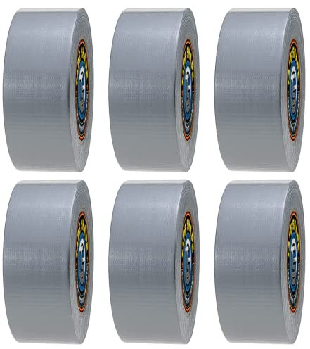 vingardium leviosa VL 6 Rolls Silver Duct Tape 48mm x 50m Heavy Duty Gaffer Tape Water Resistance Ultra Strong Adhesive Cloth Tape Used to Repair Wrap Boxes Indoor/Outdoor (6 Rolls, Silver)
