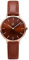 SK - Orologio da donna ultra sottile minialista, con cinturino in pelle, con due mani, Caffè