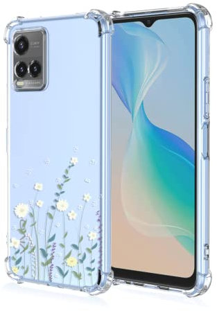 Topme Hülle für vivo Y21 / vivo Y21s / vivo Y33s 4G 6.51, Handyhülle aus Weichem TPU Silikon, Transparent, mit Gemaltem Muster - Blumen 10