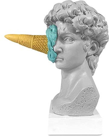 Skyverty Ice Cream Zerschmetternde David Statue EuropäIsch Modern Einfach David Kopf BüSte Statue Schlafzimmer Wohnzimmer Veranda Desktop Dekoration A