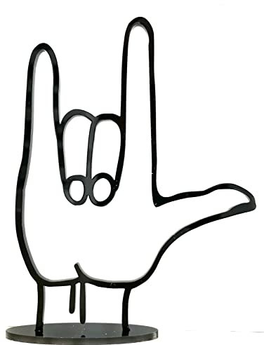 Sign Language I Love You ILU. Minimalist Standing Ornament. Valentine Anniversary Engagement Wedding Baby Birth Party Occasion Child Parent