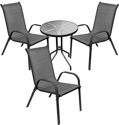 Mojawo 4-TLG Bistromöbel Set Klappstuhl Stuhl Tisch Sitzgruppe Hochlehner Bistro Garnitur Gartenmöbel Gartenset Balkonmöbel
