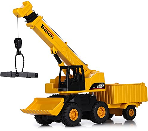 SASBSC Toy Trucks Big Crane Truck Toys for 3+ Year Old Boys with Sound and Light Friction Power Trucks Birthday Gifts for Kids Ages 3-8