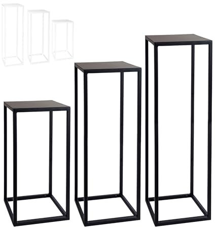 Natural Goods Berlin 1x support pour plantes RECHTECK, tabouret à fleurs carré en métal, pour l'intérieur et l'extérieur, table d'appoint, résistant aux intempéries (Noir, 50cm)