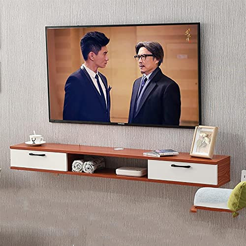 SORVA TV-Schrank aus massivem Holz, schwebender TV-Ständer, Set-Top-Box-Rack, Wohnzimmer-Entertainment-Center, 39,3/47,2 cm, in Sich geschlossen (Farbe: B, Größe: 100 cm)