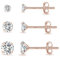 Shuxin Sterling Silver Stud Earrings for Women, Set of 3 Pairs Rose Gold Plated Small Diamond Earrings, Tiny Cubic Zirconia Stud Earrings Set Hypoallergenic Sleeper Earrings 3, 4, 5mm