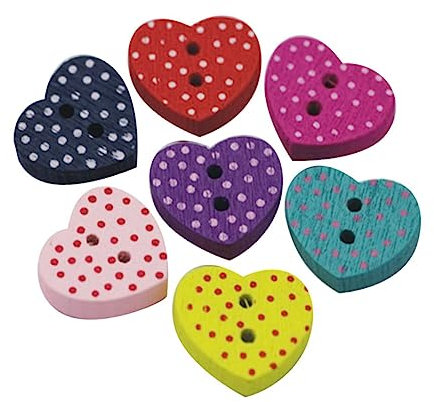 EXCEART 100 StüCk HerzföRmige HolzknöPfe in Gemischten Farben FüR Kreative Diy Bastelprojekte Ideal FüR Freunde Und Familie
