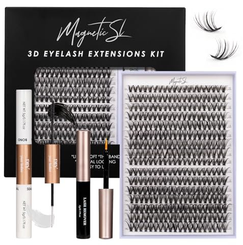 320pcs Wimpern Cluster DIY Wimpern-Extensions Kit mit Applikator und Wimpernkleber und Versiegelung Lash Kleber Entferner Falsche Wimpern Natürlicher Look C D Curl Weiche Wimpern 10-16MM (30D+40D KIT)