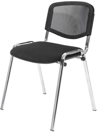 Topsit Büro & More Wartezimmerstuhl, stapelbarer Besucherstuhl mit weich gepolsterter Sitzfläche und Rückenlehne aus Netz, Metallgestell Bürostuhl, Konferenzstuhl für Rezeption Pausen Raum (Schwarz)
