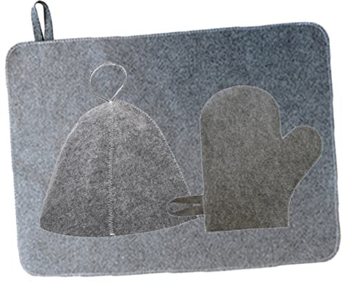 BESPORTBLE 1 Satz Saunaset Aus Filz Dampfbad Hut Saunamatte Russische Badehandschuhe Spa-hut Körperwäscher-handschuh Saunaset Filz Sauna-haarkappe Wasser Aufnehmen Gefühlt Zubehör Fräulein
