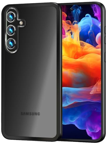 NALIA Matte Handyhülle für Samsung Galaxy S24 - Semi, Schwarz | Kabelloses Laden möglich, Harte Kunststoff-Rückseite, Erhöhter Kamera-Ausschnitt, Griffige Dry-Touch Haptik, FUZION