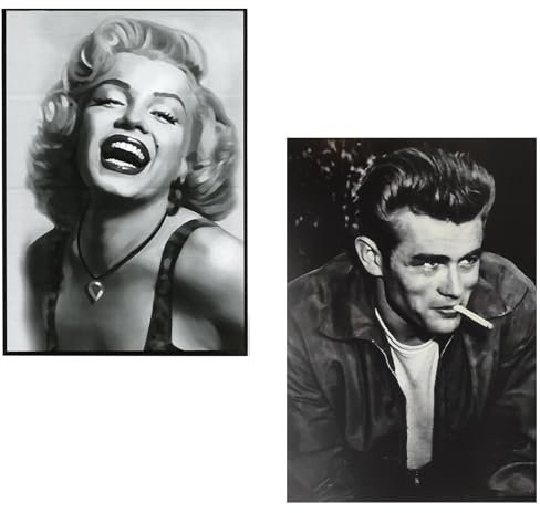 KUSTOM ART Set mit 2 dekorativen Wandbildern Serie Hollywood-Schauspieler Marilyn Monroe James Dean, Kunstdruck auf beschichtetem Papier, 42 x 30 cm, ohne Rahmen