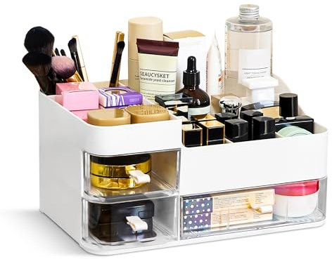 Hawthyhome Makeup Organsier, Sufficient Capacity Acrylic Cosmetic Organiser Storage Drawers for Skincare,Cosmetics, Perfume Accessories and Jewellery, in Vanity Table, Dressing Table, Bedroom