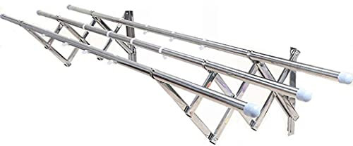 An der Wand montierter Wäscheständer, Wäscheständer für drinnen und draußen, zusammenklappbarer Wäschetrockner, Wäscheleinensparer aus Edelstahl, ausziehbarer Handtuchhalter, schwebende Regale,