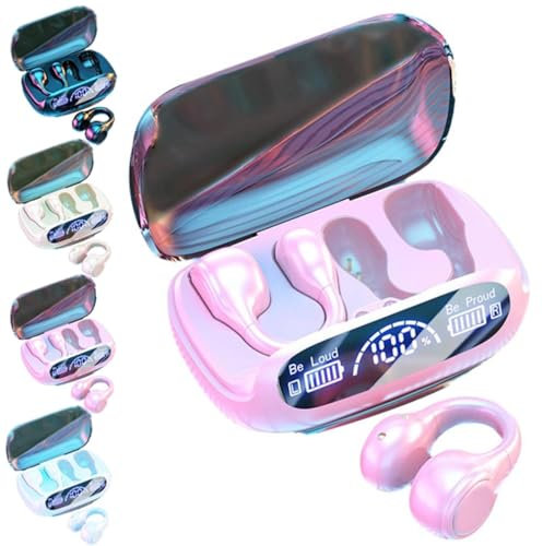 Wireless Ear Clip Skeleton Conduction Headphones, NEW Bluetooth 5.3 Water-Proof Open Ear Headphones,Bone Conduction Wireless Earbuds Headphones,For Running, Sports,Cycling,Driving (pink)