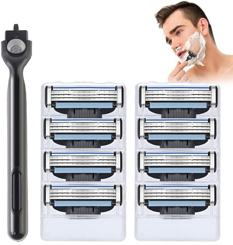 Rasierklingen, 8 Stück Ersatzklingen für Rasierer, Männer Rasierklingen Kompatibel mit Gillette, Manuelle Professionelle Barber Bartklingen, Ersatzklingen für Nassrasierer (1+8)